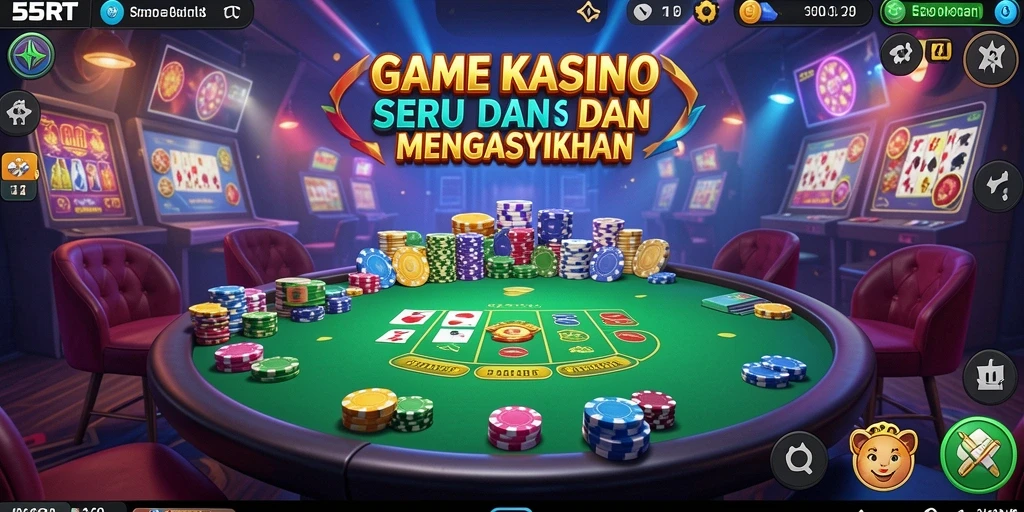 Tampilan menarik dari gameplay Kasino 55RT dengan berbagai permainan.