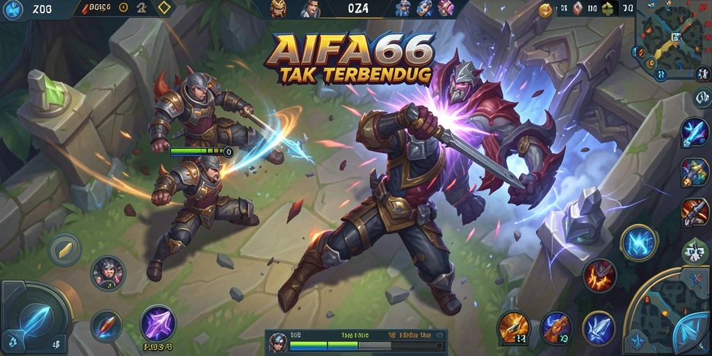Tampilan gameplay seru di AIFA66 dengan aksi MOBA intens.