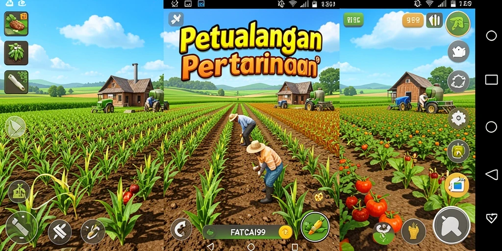 Tampilan gameplay <strong>FATCAI99</strong> yang menampilkan aktivitas pertanian.