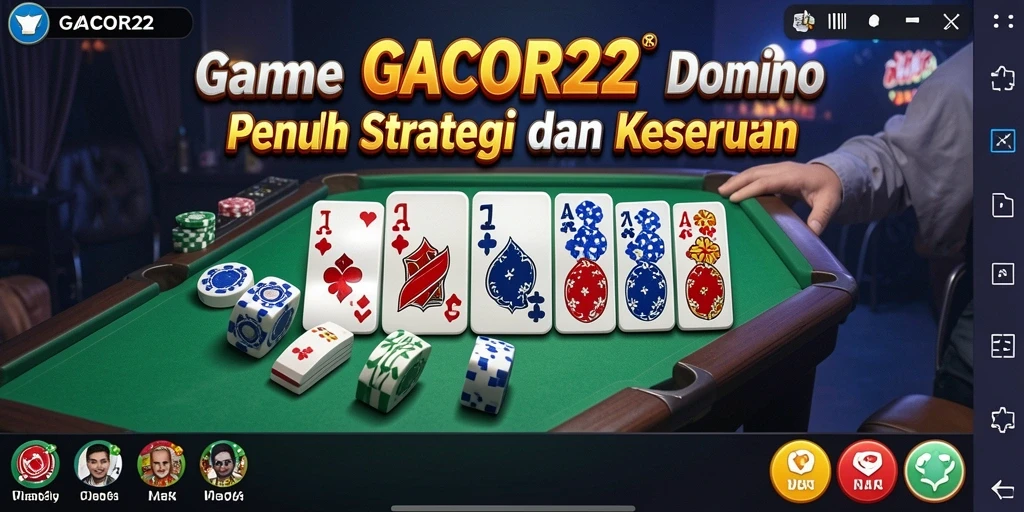Screenshot utama GACOR22 menampilkan gameplay seru permainan Domino.