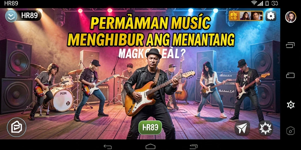 Screenshot utama HR89 menampilkan gameplay musik yang menarik.