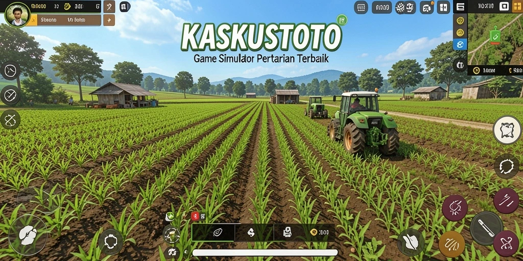 Screenshot gameplay KASKUSTOTO dengan lahan pertanian yang indah.