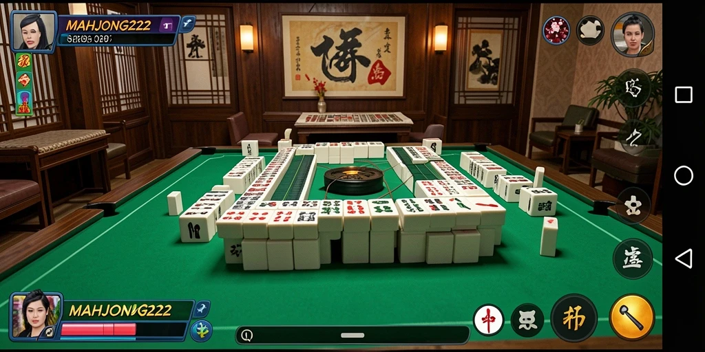 Tampilan gameplay seru dari MAHJONG222 saat mencocokkan ubin.