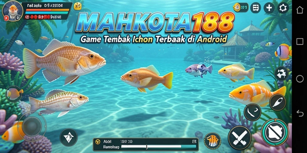 Tampilan seru gameplay MAHKOTA188 dengan aksi menembak ikan.