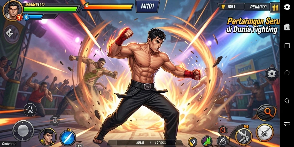 Tampilan gameplay Fighting seru dalam REMI101 dengan aksi mendebarkan.