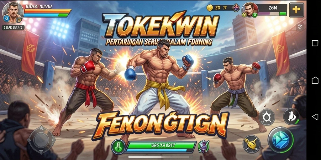 Tampilan gameplay TOKEKWIN yang menegangkan dalam pertarungan Fighting.